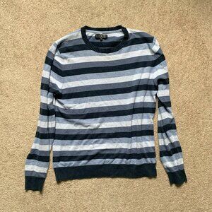 Y2K Emo Grunge Blue White Grey Striped Sweatshirt